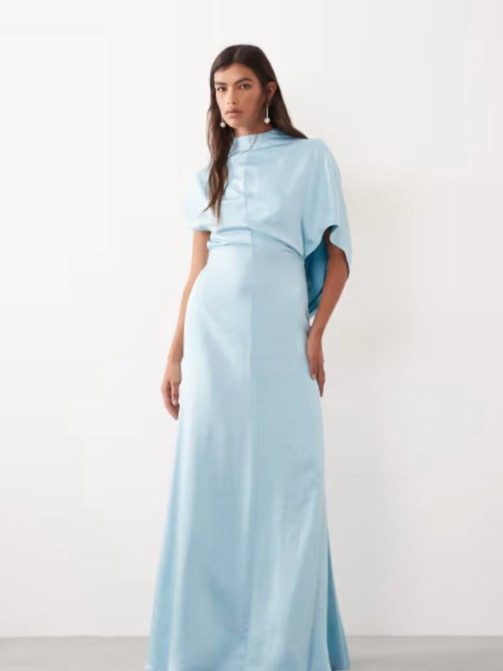 ARRANGE Open Cowl Back Minimalist Column Maxi Dress | Pale Blue | US 8 | NWT